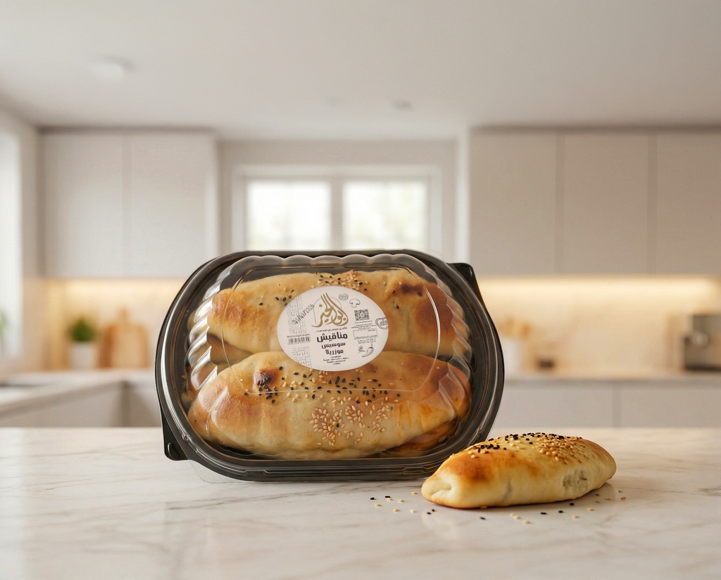 [V0354] Plate of Sausage Manakish with Mozzarella